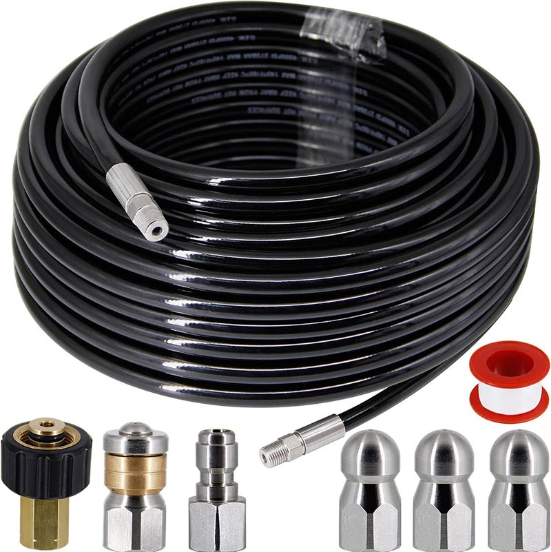 Twinkle Star Sewer Jetter Kit for Pressure Washer - 100 ft Hose with Nozzles - Image 1
