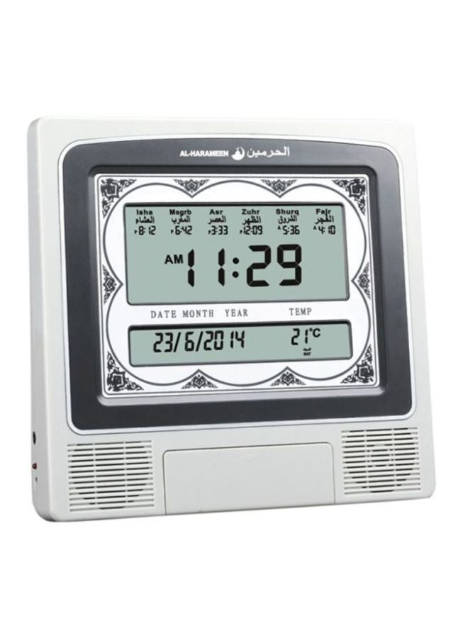 Digital Azan Table Alarm Clock Carbon Fibre Silver/Black 227x32x215mm  - Image 1