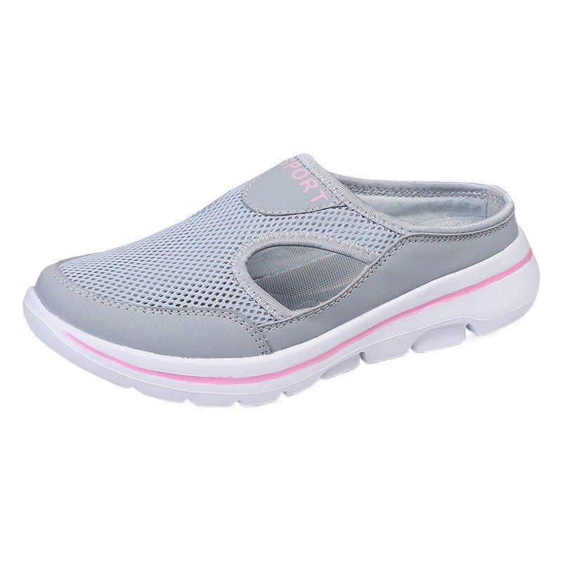 2023 Korean Style Large Size Casual Shoes Half Shoes Women''s Shoes Single Shoes Men''s Thick Sole Slip-on Sandals Mesh Half Slippers - Image 2