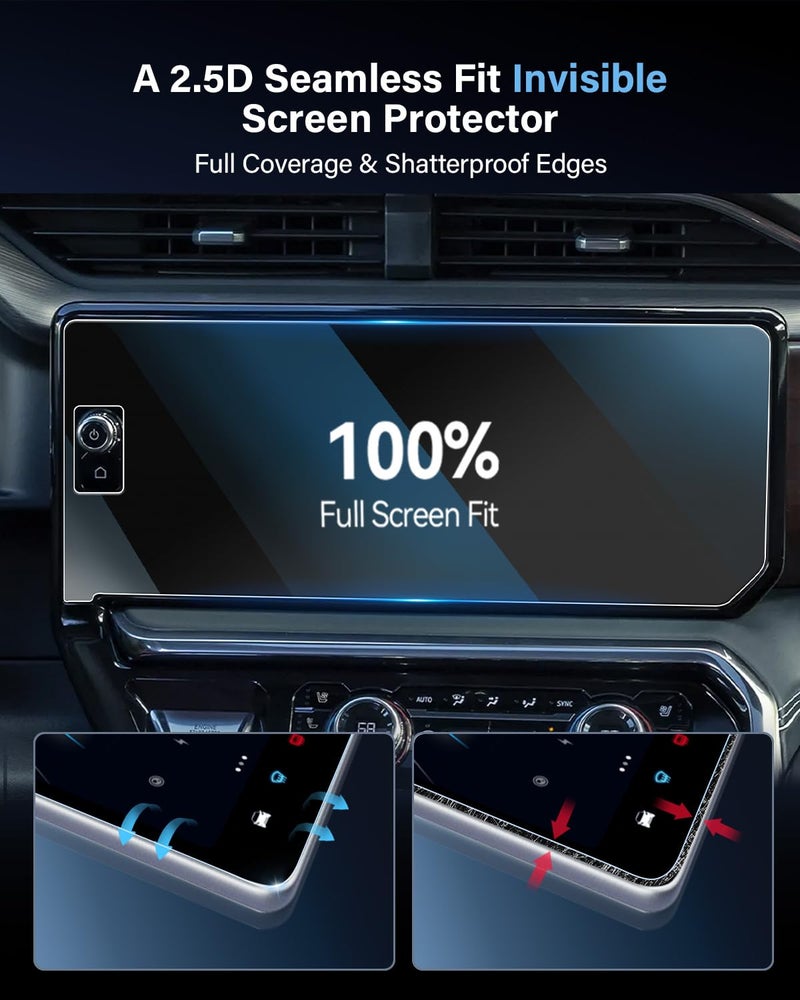 WEIPIN For 2025 GMC Sierra Screen Protector - 2022-2025 Sierra 1500& 2024-2025 Sierra 2500HD 3500HD (Buttons on the screen) 13.4+12.3 Inch Screen Protector Anti Fingerprint 9H Hardness Tempered Glass- HD - Image 3