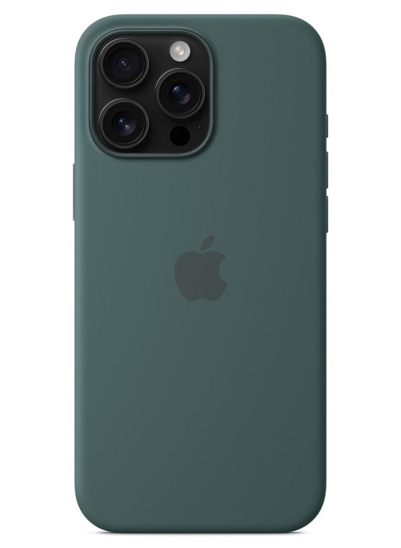 ه البركة جراب سيليكون لجهاز iPhone 16 Pro Max متوافق مع MagSafe | مقاوم للصدمات، ملمس ناعم، حماية متينة | ألوان أنيقة | جراب iPhone متوافق مع MagSafe | أخضر بحيرة - Image 1