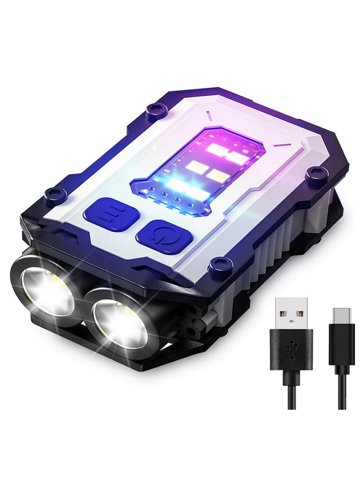 كشاف يدوي صغير قوي فائق السطوع 500 لومن، مصباح LED قابل لاعادة الشحن بمنفذ USB C مع ضوء جانبي و 8 اوضاع، 