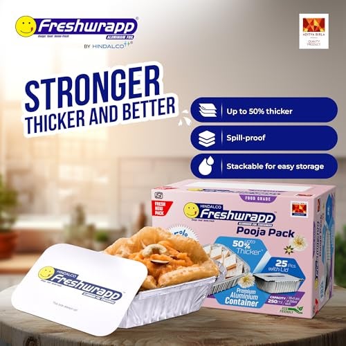 Freshwrapp Aluminium Containers - 250 ML - 25 Pieces - Pack of 1 - Image 2