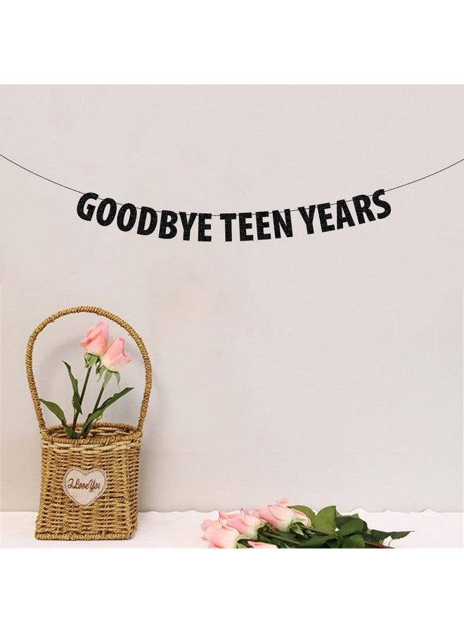 SWEETTALA Goodbye Teen Years Banner - Happy 20th Birthday Party Decoration - Farewell to Teen Years - Cheers to 20 Years - 20 Years Old Party Black Glitter - Image 5