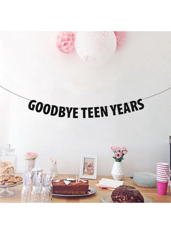 SWEETTALA Goodbye Teen Years Banner - Happy 20th Birthday Party Decoration - Farewell to Teen Years - Cheers to 20 Years - 20 Years Old Party Black Glitter - Image 3