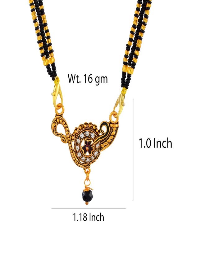 morir Elegant Spiral Flower Mangalsutra with Antique Gold Finish Pendant and CZ Stones for Women - Image 2