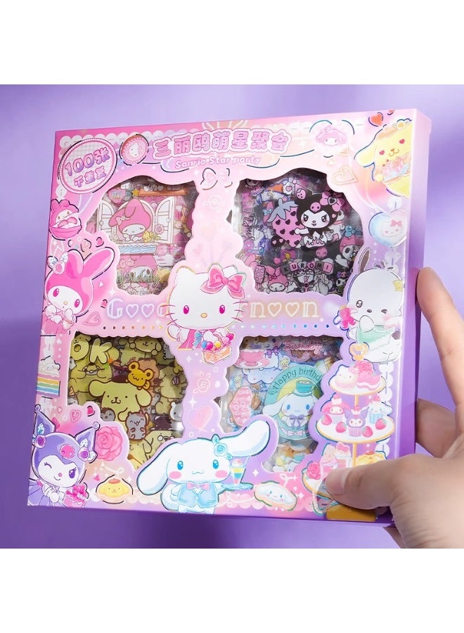Sanrio 100pcs Kitty Cat Stickers Kit, Girls Birthday Gift Anime Cute Waterproof Decorative Sticker Set for Laptop, Skateboard, Water Bottles, Computer, Phone, Guitar DIY, Scrapbooking, Journaling and Room Decoration  - Image 5