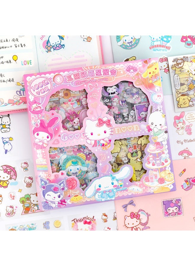 Sanrio 100pcs Kitty Cat Stickers Kit, Girls Birthday Gift Anime Cute Waterproof Decorative Sticker Set for Laptop, Skateboard, Water Bottles, Computer, Phone, Guitar DIY, Scrapbooking, Journaling and Room Decoration  - Image 1
