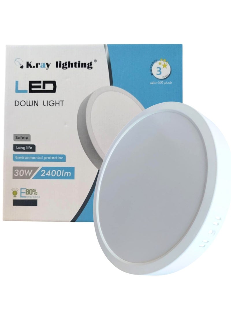 Kray 30W Round LED Panel Light for Ceiling, Highly Efficient 3000K Super Bright Indoor & Outdoor Lighting - Image 5
