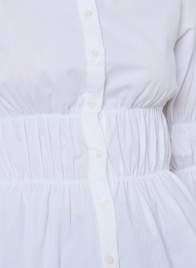 Styli White Long Sleeve Cinched-Waist Shirt - Image 3