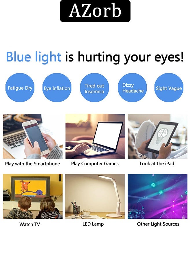 AZorb Anti Blue Light Glasses for Men and Women - Filter Radiation Eyeglasses Anti Blue Light Blocking Eye Glasses Round Small Clear Lens for Computer Reading Gaming Glasses Black - Image 5