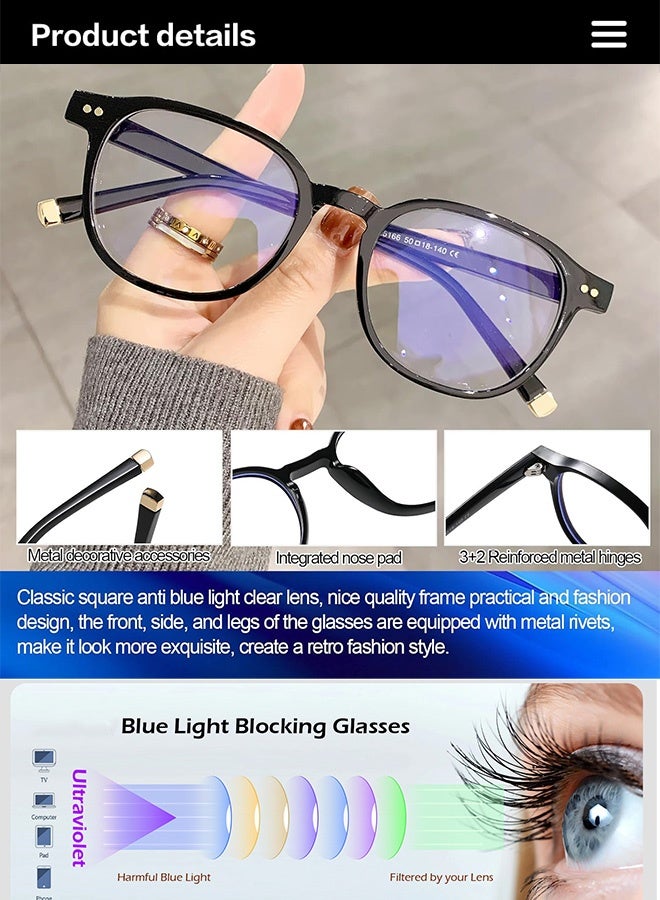 AZorb Anti Blue Light Glasses for Men and Women - Filter Radiation Eyeglasses Anti Blue Light Blocking Eye Glasses Round Small Clear Lens for Computer Reading Gaming Glasses Black - Image 2