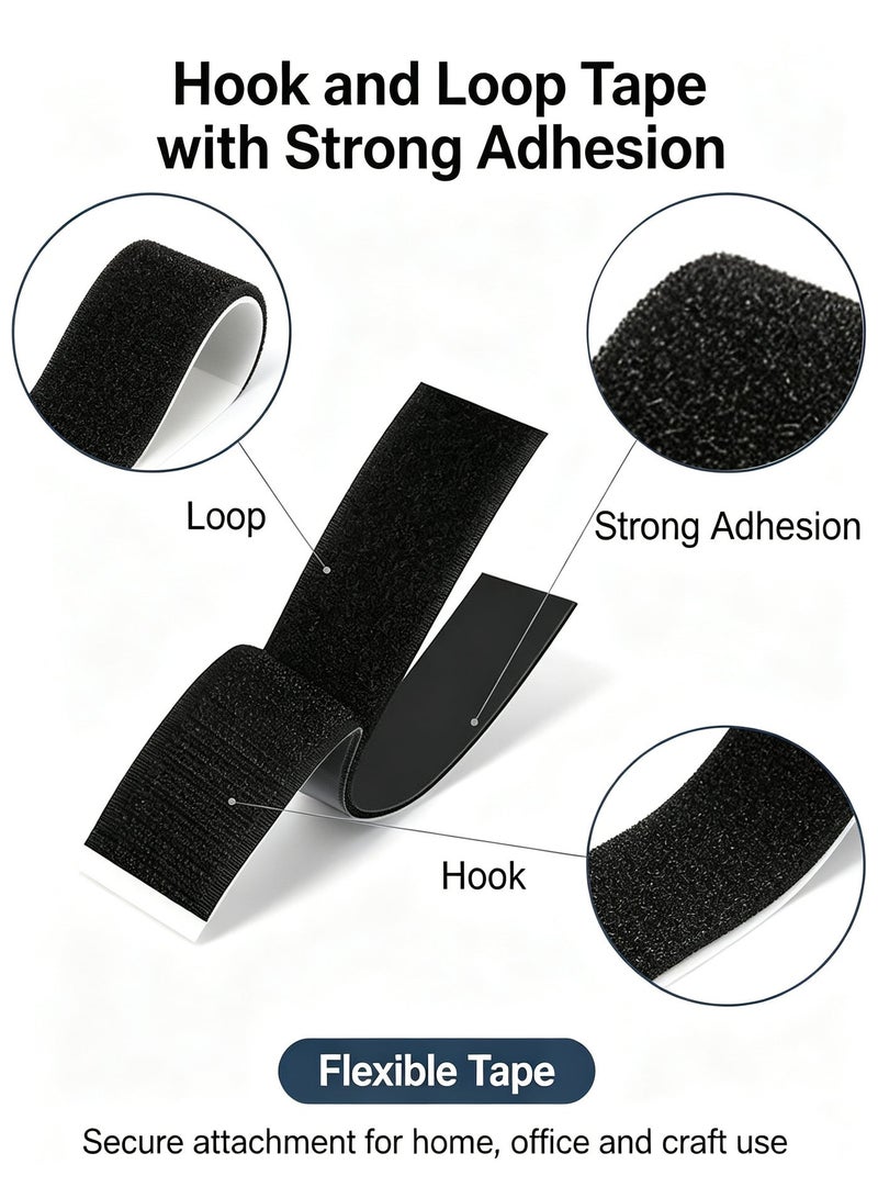 jaexest 16 Pcs Self Adhesive Hook and Loop Tape Strips, 3x10cm Heavy Duty Double Sided Mounting Tape with Sticky Back, Industrial Strength Nylon Fastener for Wall Mount Picture Hanging and Cable Management, Removable Interlocking Strips for Home Office School Organization, Black - Image 4