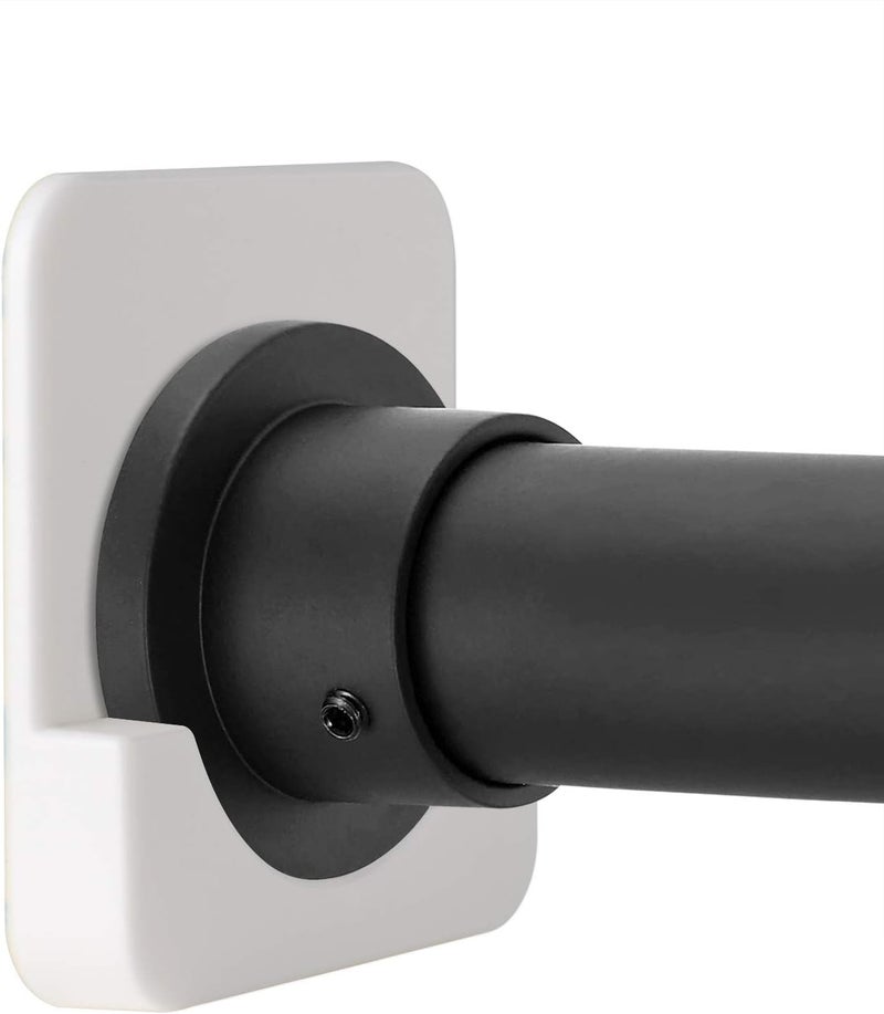 CANRAY Shower Curtain Rod Holder for Wall Mount | Adhesive Shower Tension Rod Retainer for Tile | No Drilling | Stick On | 2 Pack, White (Shower Curtain Rod Not Included) - Image 1