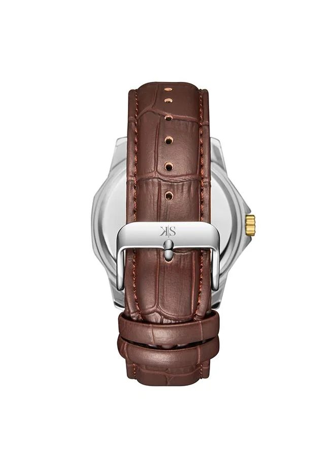 KENNETH SCOTT Kenneth Scott K24018-TLDC Men's Analog Display Watch & Leather  Strap Brown