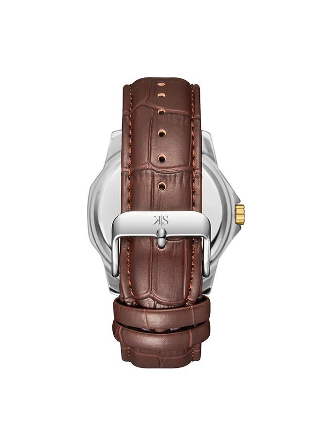 Kenneth Scott K24018-TLDC Men's Analog Display Watch & Leather  Strap Brown - Image 2