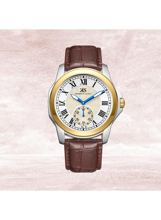 Kenneth Scott K24018-TLDC Men's Analog Display Watch & Leather  Strap Brown - Image 1