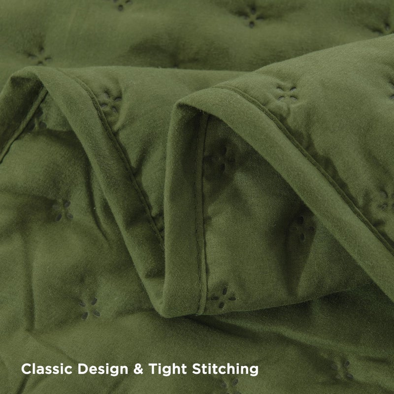Andency Olive Green California King Size Quilt Bedding Set (112x104 Inch), 3 Pieces Soft Lightweight Bedspread Coverlet - Image 5