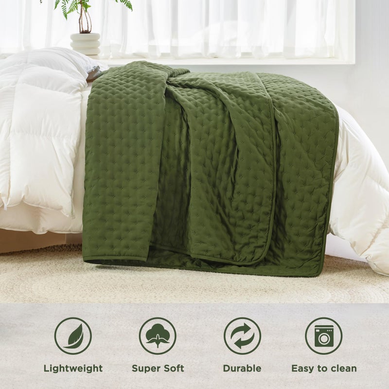 Andency Olive Green California King Size Quilt Bedding Set (112x104 Inch), 3 Pieces Soft Lightweight Bedspread Coverlet - Image 4