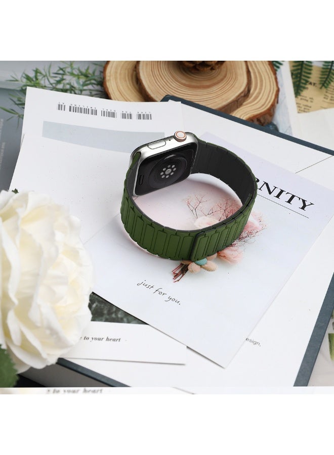 Magnetic Silicone Band for Apple Watch Ultra Ultra2/ 9 8 7 6 5 4 3 2 1 SE,Soft Silicone Waterproof Strap Wristbands Compatible with iWatch Apple Watch Series Ultra 49mm 45mm 44mm 42mm Women Men - Image 5