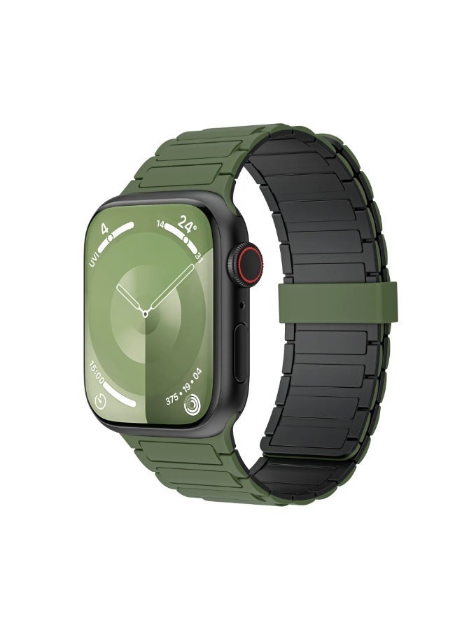 Magnetic Silicone Band for Apple Watch Ultra Ultra2/ 9 8 7 6 5 4 3 2 1 SE,Soft Silicone Waterproof Strap Wristbands Compatible with iWatch Apple Watch Series Ultra 49mm 45mm 44mm 42mm Women Men - Image 1