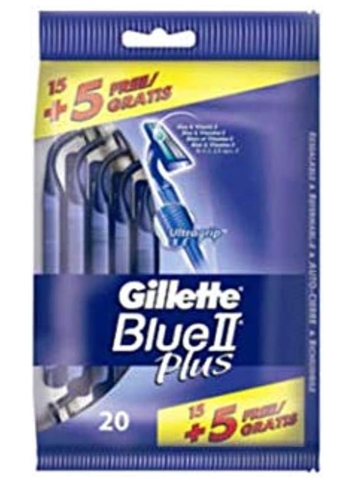 Gillette Blue II Plus Disposable Razors - Pack of 20