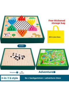 Flying Chess Gobang Chess Children's Puzzle Chess Checkers Elementary School Student Multi-function Game Board Toy Chess-Color:Three-in-one B