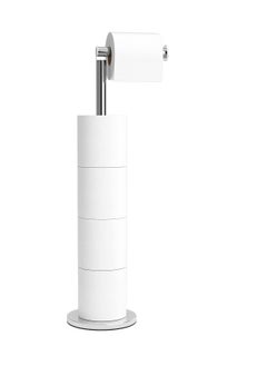 MIXDE Bathroom Free Standing Toilet Paper Holder Stand 5 Paper Rolls,Finished Stainless Steel Rustproof Tissue Roll Holder Floor Stand Storage for Bathroom (Brushed Nickel)  - Image 1