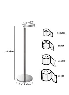 MIXDE Bathroom Free Standing Toilet Paper Holder Stand 5 Paper Rolls,Finished Stainless Steel Rustproof Tissue Roll Holder Floor Stand Storage for Bathroom (Brushed Nickel)  - Image 3