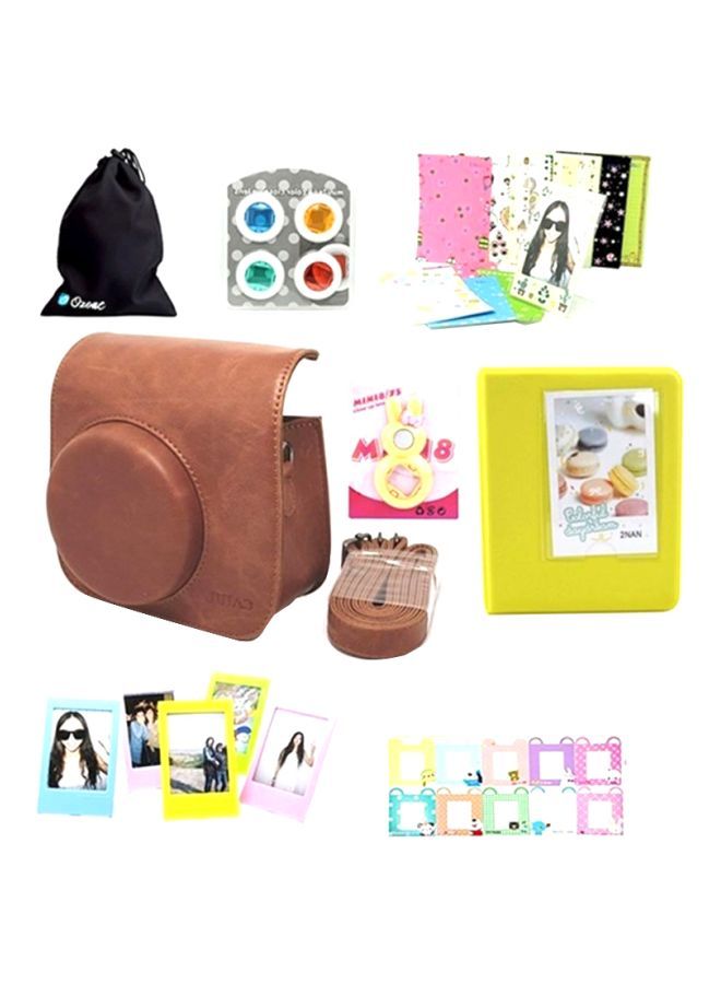 NIBEMINENT 7-In-1 Accessories Set For Fujifilm Mini 8 Camera Brown - Image 1