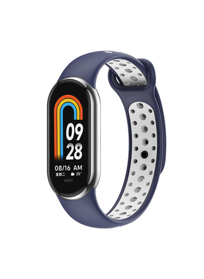 Generic - Suitable For Mi Band 8 Double Color Nike Watch Band Mi Band 9 Double Color Nike Universal Watch Band-Color:Midnight Blue And White - Image 1