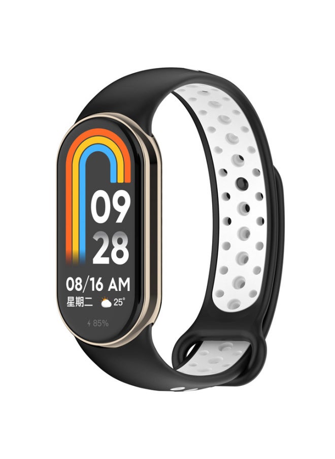 Generic - Suitable For Mi Band 8 Double Color Nike Watch Band Mi Band 9 Double Color Nike Universal Watch Band-Color:Midnight Blue And White - Image 1