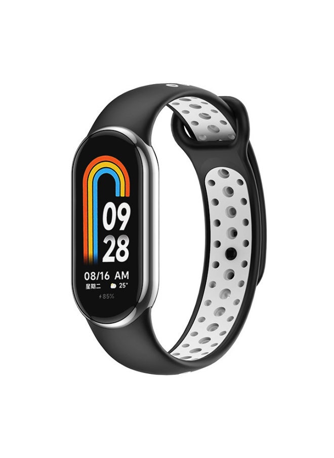 Generic - Suitable For Mi Band 8 Double Color Nike Watch Band Mi Band 9 Double Color Nike Universal Watch Band-Color:Midnight Blue And White - Image 1