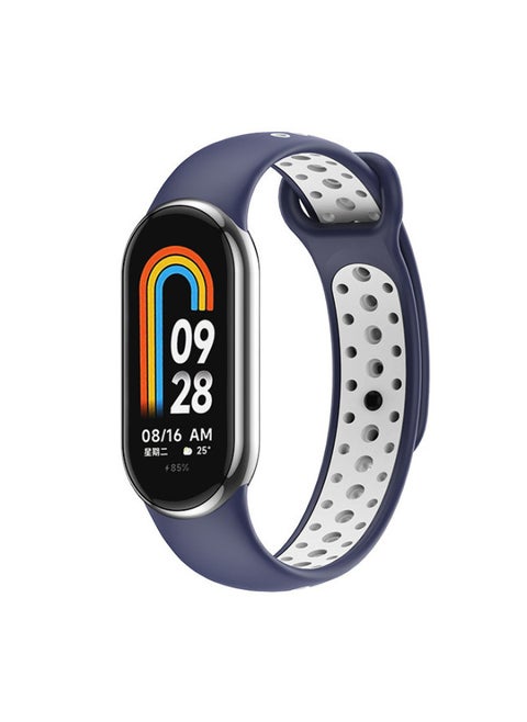 Suitable For Mi Band 8 Double Color Nike Watch Band Mi Band 9 Double Color Nike Universal Watch Band-Color:Midnight Blue And White