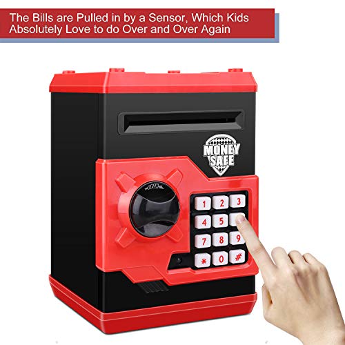 Adsoner Cartoon Piggy Bank Electronic ATM Password Cash Coin Can Auto Scroll Paper Money Saving Box Gift For Kids Red - Image 5