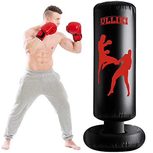 ULLIKI Freestanding Punching Bag for Adults, Kick Boxing Bag with Stand for Adults, Blow up Punching Bag for Kids 12-14 - Image 1