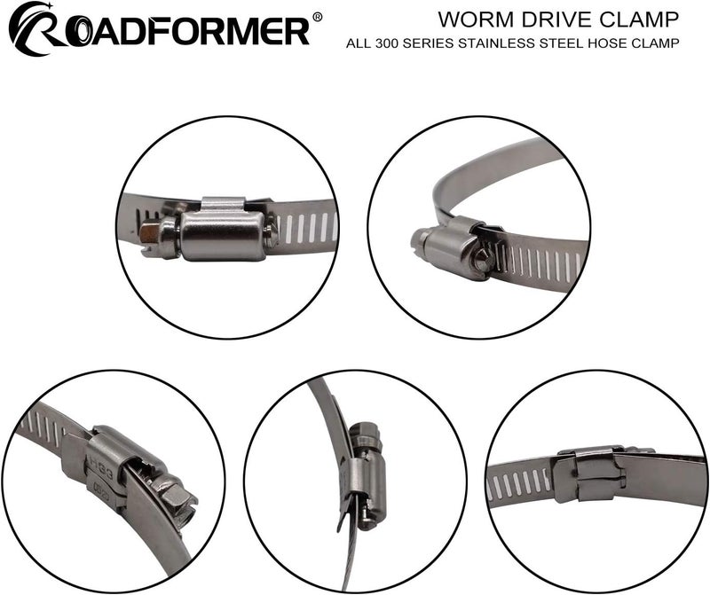 ROADFORMER 6" Worm Gear Hose Clamp - SAE 96 Size, Full Stainless Steel with 1/2" Band Width, Working Range 141mm - 165mm Hose Clamps, 5 Pack - Image 5