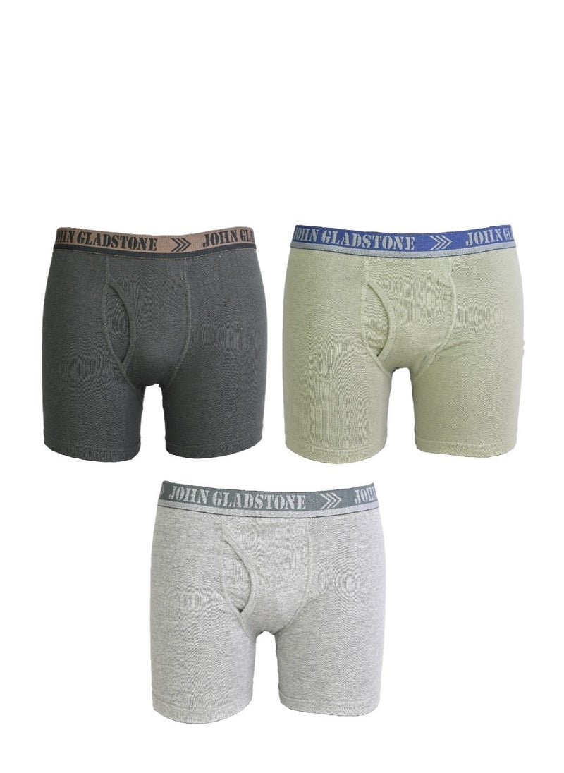 John Gladstone - John Gladstone Men's Cotton Outer Elastic Boxer - 3 Pack - Image 1