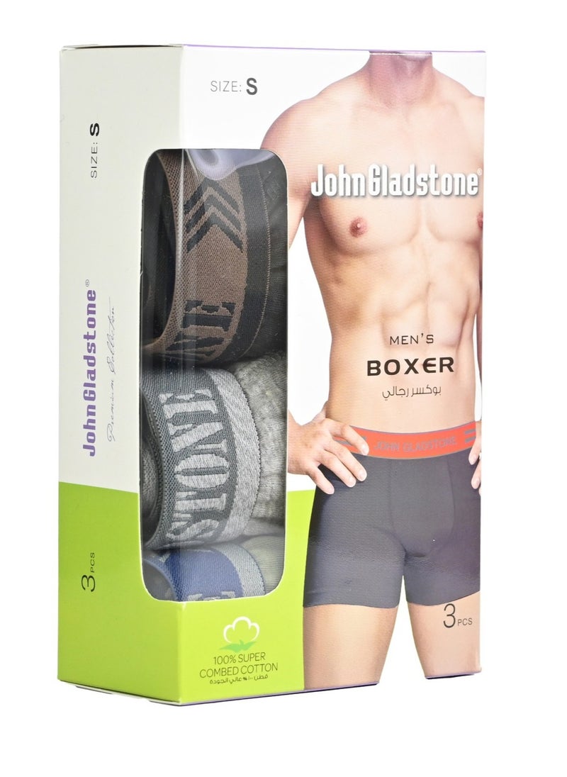 John Gladstone - John Gladstone Men's Cotton Outer Elastic Boxer - 3 Pack - Image 1