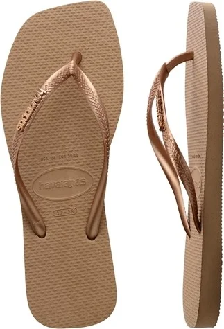 هافاياناس Square Logo Metallic Flip Flops