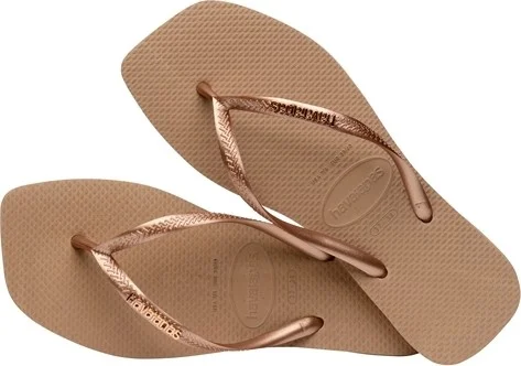 هافاياناس Square Logo Metallic Flip Flops