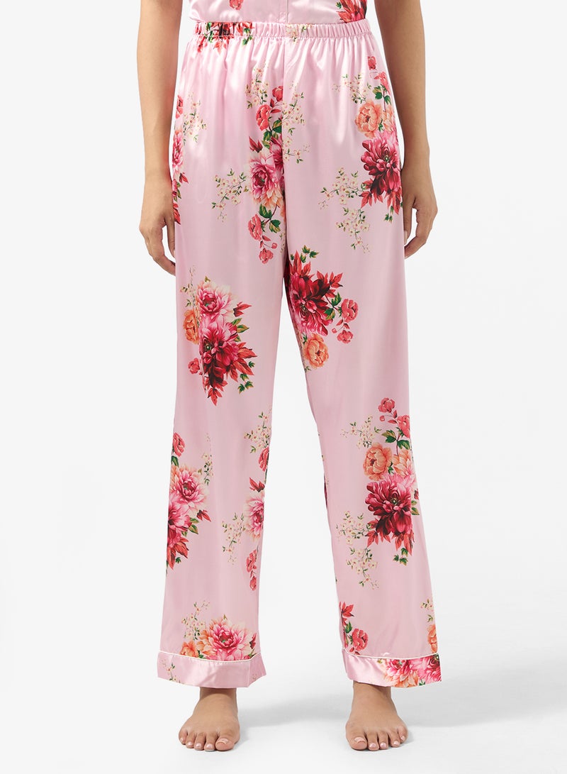 Ginger Satin Floral Button Up Pyjama Set - Image 4