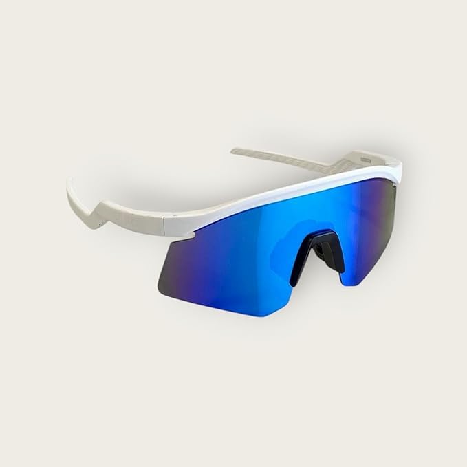 Dervin Non Polarized Oversized Sports Sunglasses for Men Women, Outdoor Cricket Cycling Hiking Fishing Sunglasses (White-Blue Mirror) - Image 3
