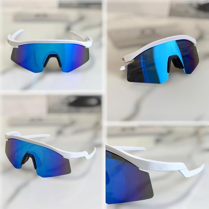 Dervin Non Polarized Oversized Sports Sunglasses for Men Women, Outdoor Cricket Cycling Hiking Fishing Sunglasses (White-Blue Mirror) - Image 2