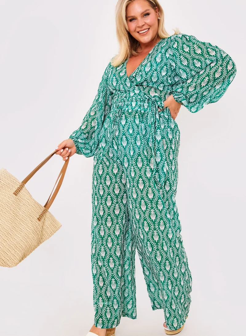 In The Style Curve Wide Leg Printed Pants