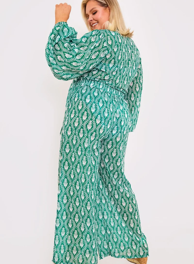 In The Style Curve Wide Leg Printed Pants