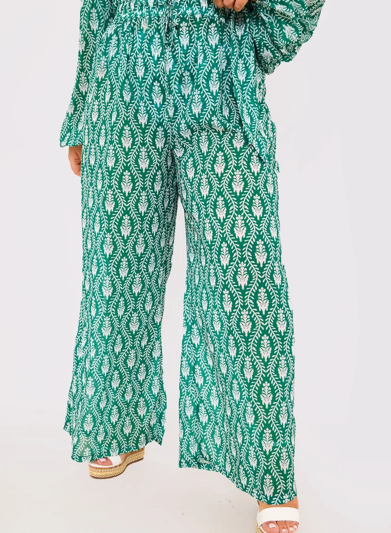 In The Style Curve Wide Leg Printed Pants