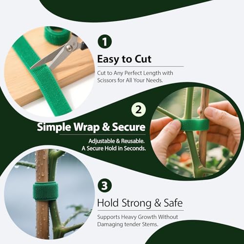 MYLTW Reusable Plant Ties for Climbing Plants,Plan Straps,Nylon Plant Tape Strap Gardening Tips,Tomato Plant Support,Garden Wire Ties for Cables(50 Foot X 0.47 Inch) - Image 4