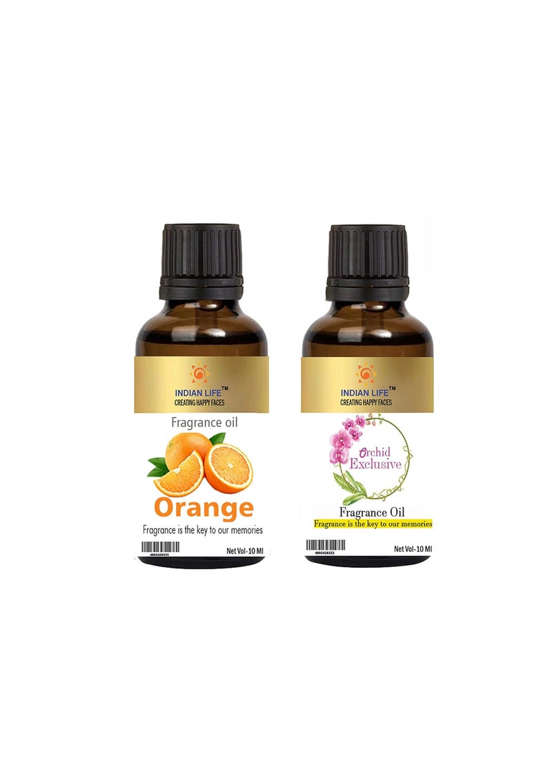 INDIANLIFE Organic Smell Fragrance Oil Orange and Orchid For BathbomHerbal Handmade SoapRoom FreshenerDiffusion MeditationPack of 2 10 Ml each  - Image 1