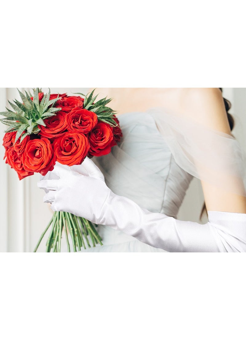 Excefore - Satin Opera Gloves, Formal Bridal Banquet Party Wedding Opera Mitten - Image 1